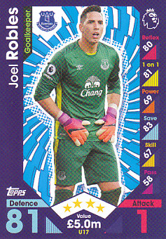 Joel Robles Everton 2016/17 Topps Match Attax Extra  #U17